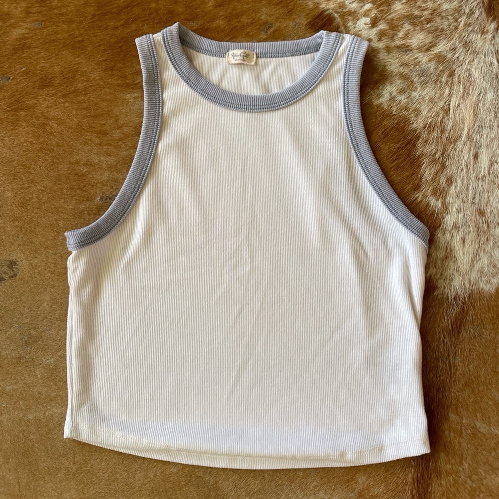 Brandy Melville White Ribbed Tank Top